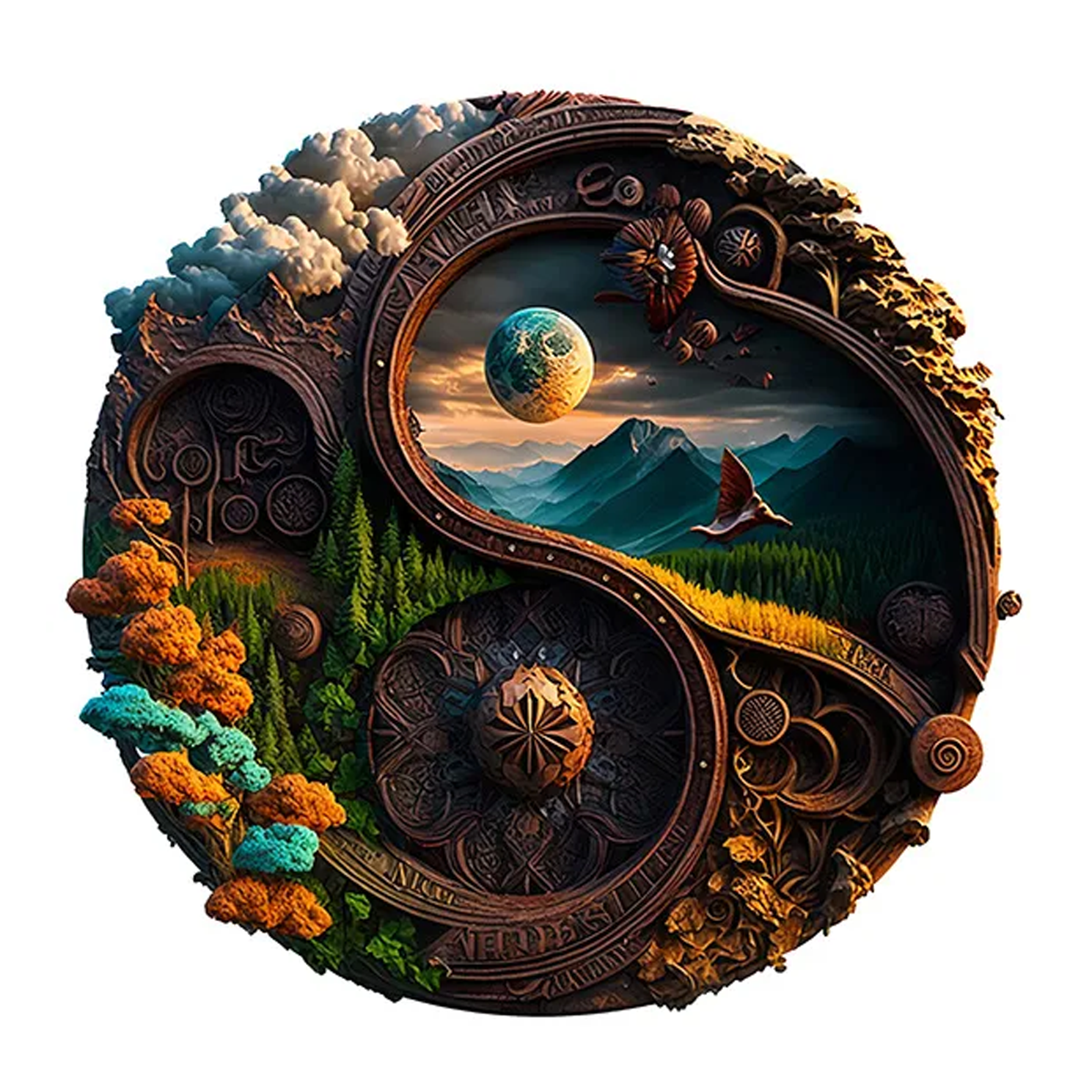 Heaven Yin Yang - Wooden Jigsaw Puzzle