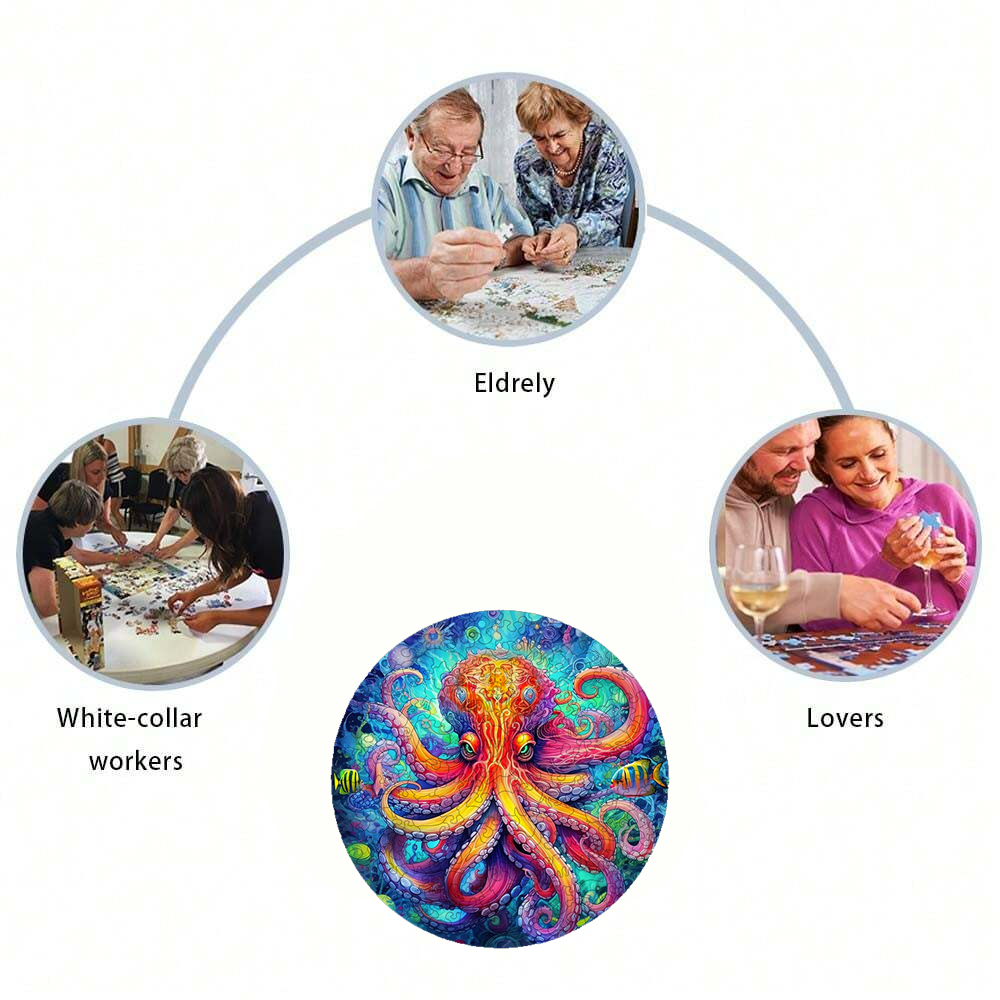 Octopus Vibrant - Wooden Jigsaw Puzzle