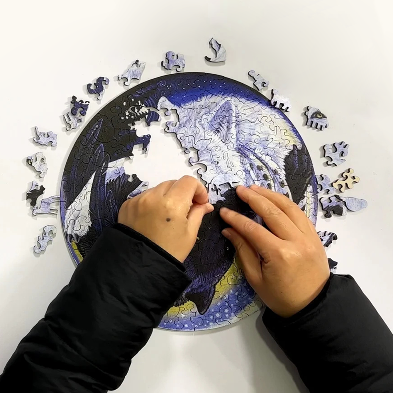 Black and White Wolf - Wooden Jigsaw Puzzles