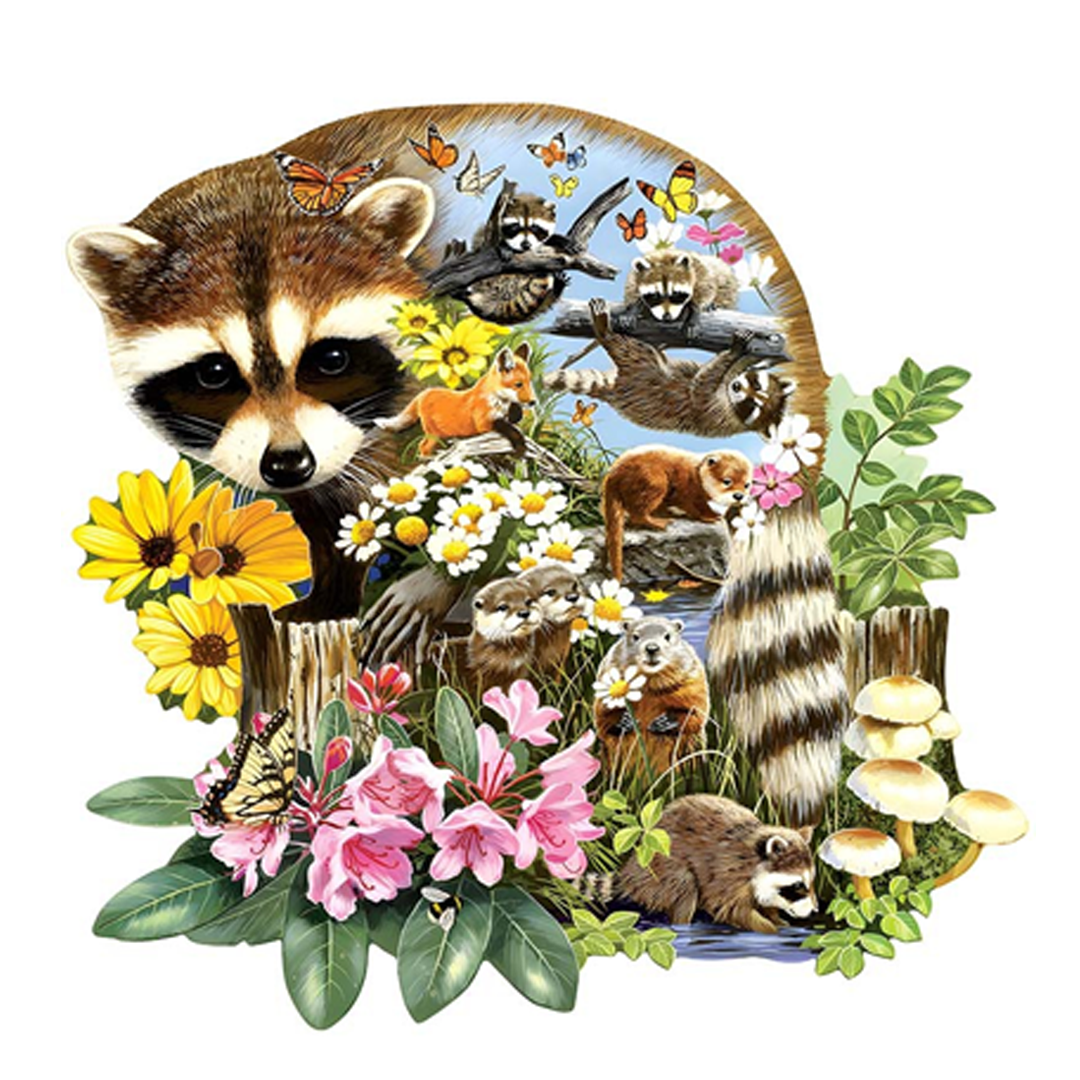 Raccoon ‘Flower Land’ - Wooden Jigsaw Puzzles