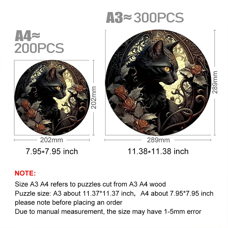 Mysterious Garden Black Cat - Wooden Jigsaw Puzzle