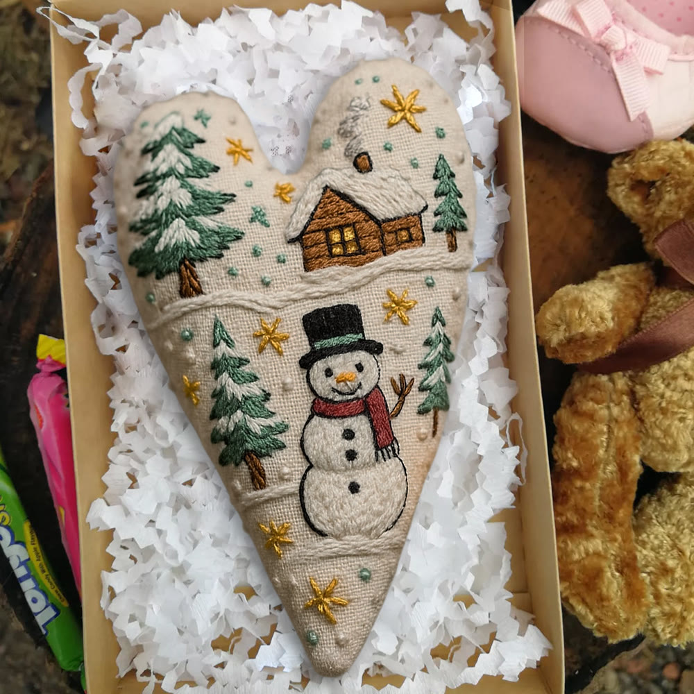 Rubbyoo Heart Embroidery Kit - Christmas Snowman | Winter Handmade Art | Diy Christmas Gift - image 5