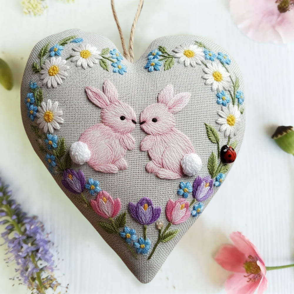 Rubbyoo Heart Embroidery Kit - Bunny Floral Wreath | Adorable Diy | Heartwarming Festival Gift - image 8