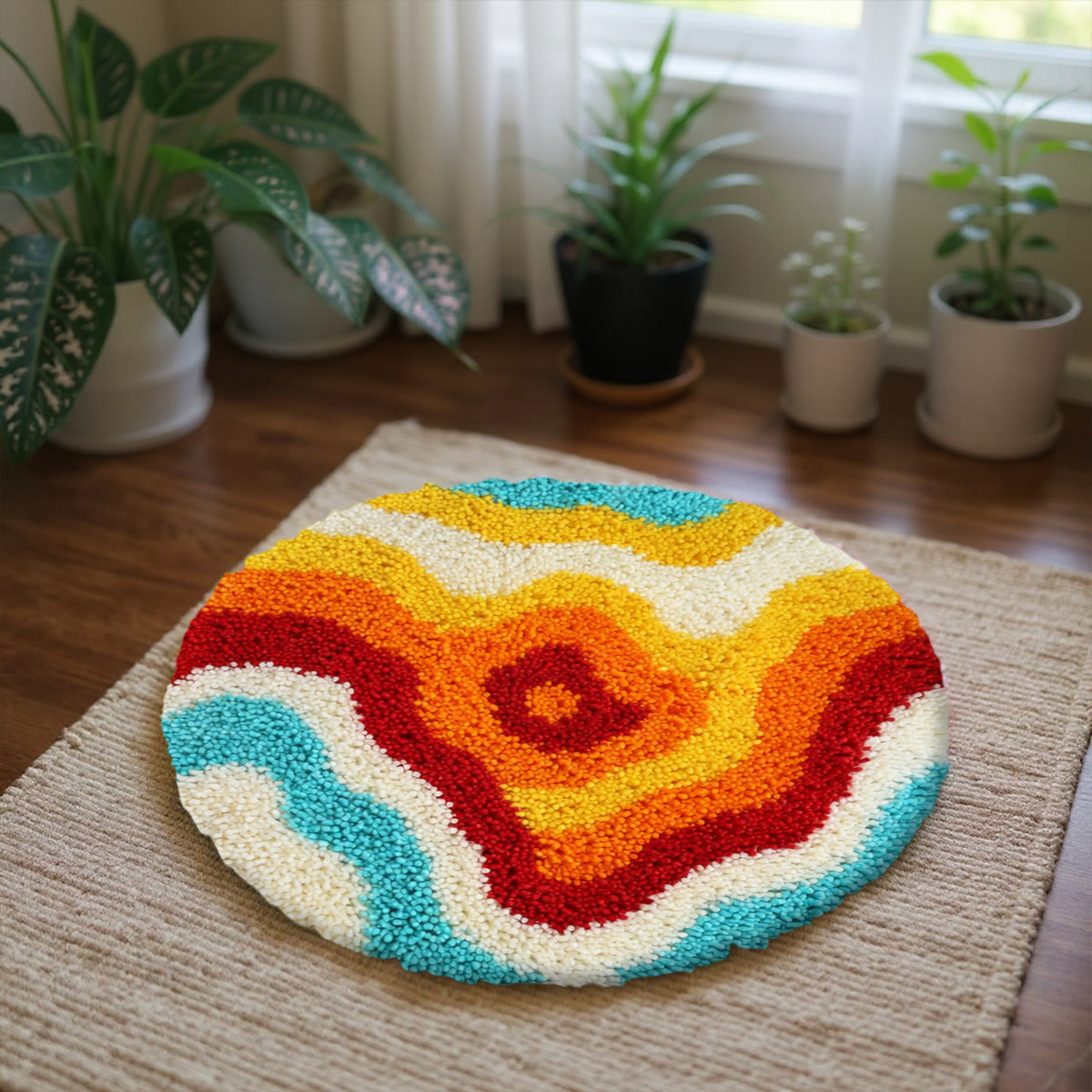 Rubbyoo Latch Hook Rug Kit - Bright Design | Entryway Floor Mat | Unique Room Ornament - image 5