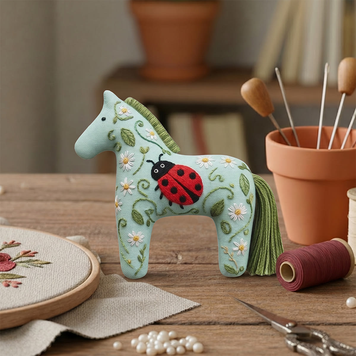 Rubbyoo Dala Horse Embroidery Kit - Ladybird Motif | Cute Gift For Kids | Whimsical Nursery Decor - image 4