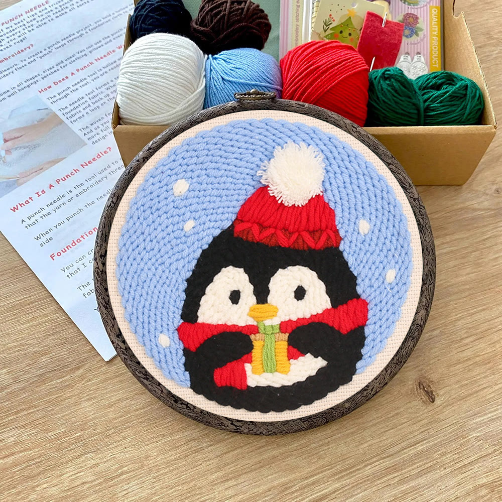 Christmas Penguin Punch Needle Kit - Diy Craft For Adults And Kids | Christmas Decorations - image 9