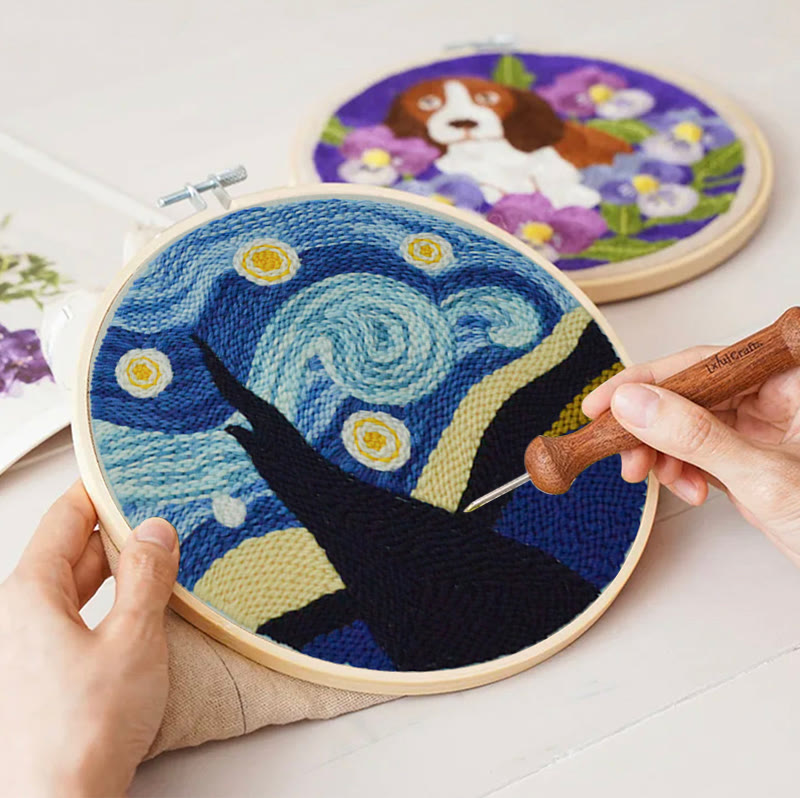  Starry Night Sky Punch Needle Kit - Beginner's Needle Set | Diy Landscape Craft  - image 6