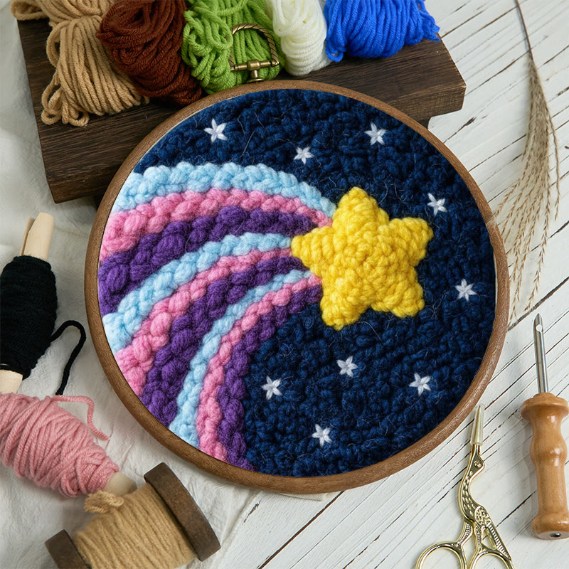 Shooting Star Rainbow Punch Needle Kit - Playful Craft | Magical Home Touch - image 12