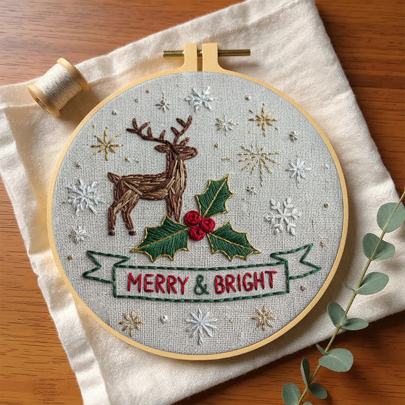 Rubbyoo Embroidery Kit - Christmas Deer | Unique Stitch Art | Christmas Crafts For Decoration  - image 4