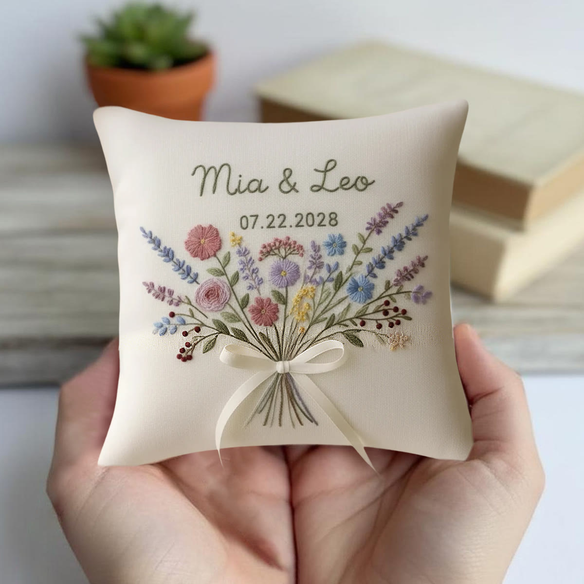 Rubbyoo Personalized Ring Bearer Pillow Embroidery Kit - Colorful Floral Bouquet | Beginner-friendly Handcraft | Elegant Gifting - image 3