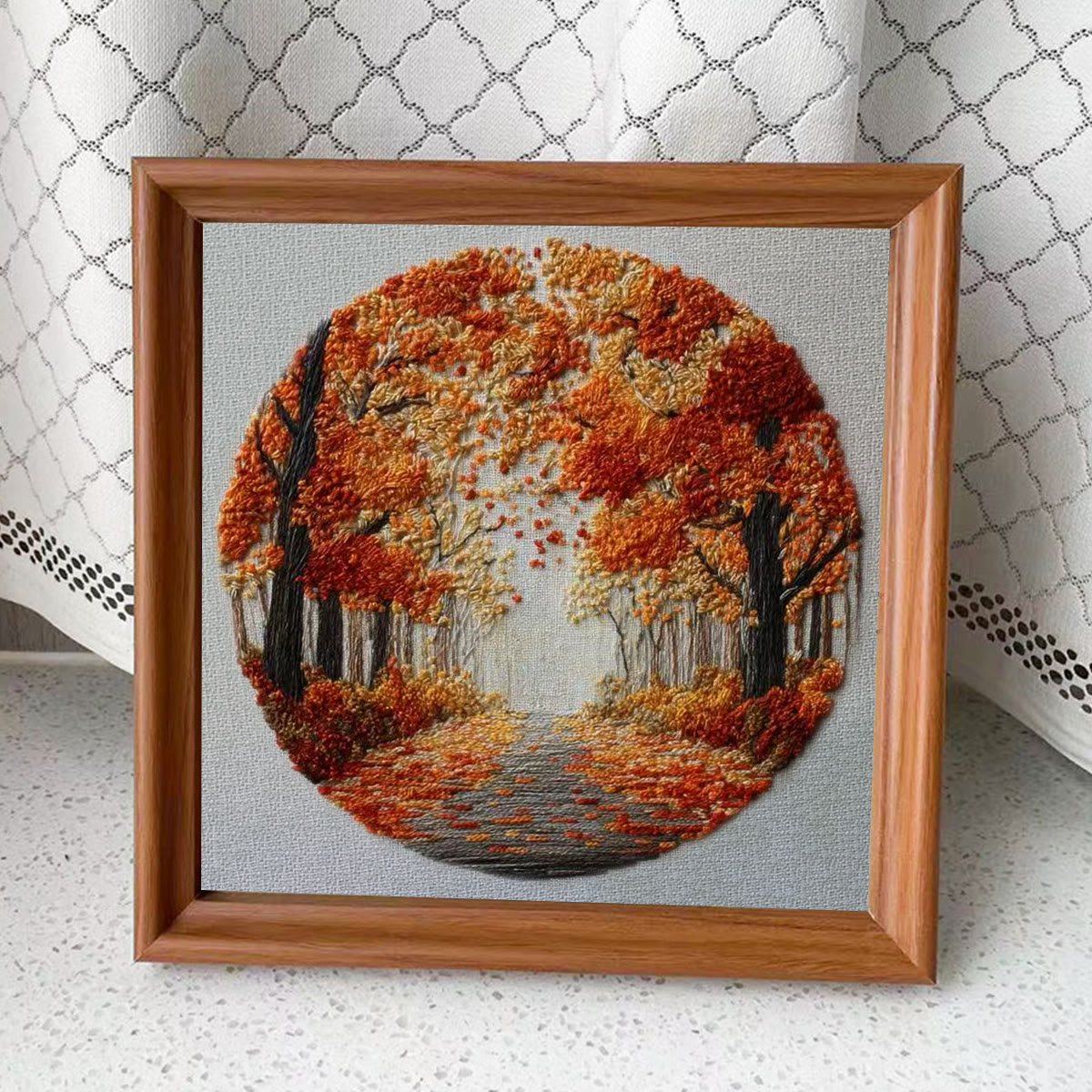 Rubbyoo Embroidery Kit - Fall Streets | Diy Hoop Art | Unique Landscape Needlecraft - Embroidery Kit Plus An Extra Frame - image 11