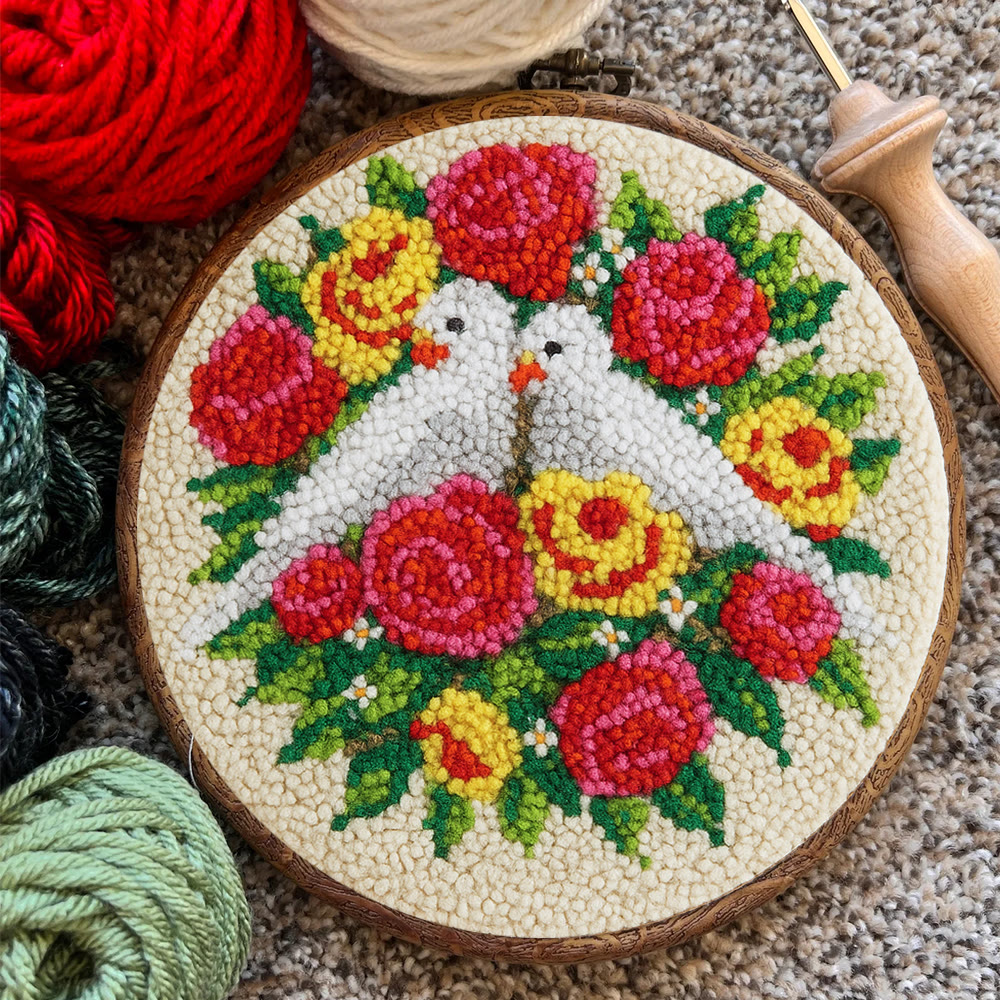 Dove Floral Wreath Punch Needle Kit - Artisan-made Craft | Vibrant Decor Piece - image 9