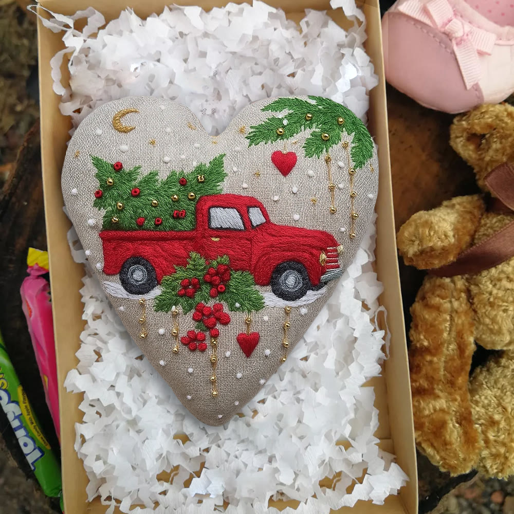 Rubbyoo Heart Embroidery Kit - Christmas Truck | Diy Christmas Stitch | Perfect Handmade Gift  - image 4