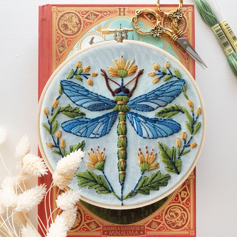 Rubbyoo Embroidery Kit - Floral Dragonfly | Diy Insect Craft | Hanging Wall Art Decor - image 10