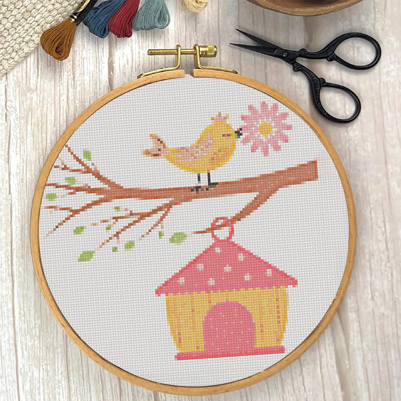  Cross Stitch Kit - Spring Birdhouse | Diy Sewing Birthday Gifts | Handmade Home Decoration - image 6