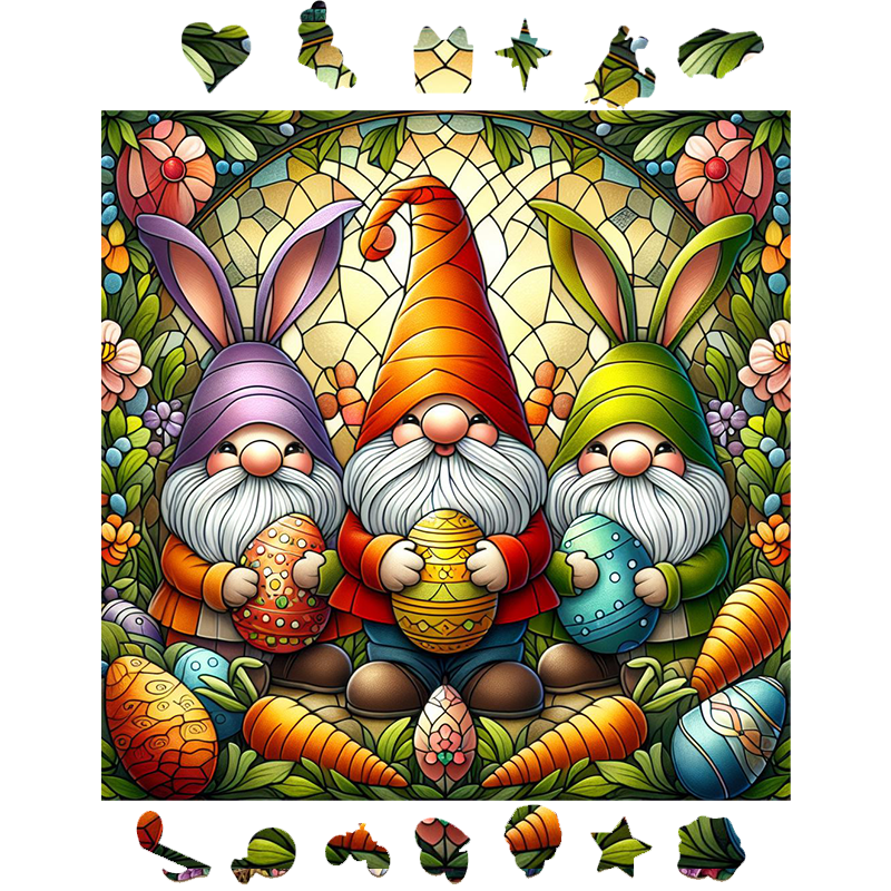 Easter Day Gnome - Wooden Jigsaw Puzzle