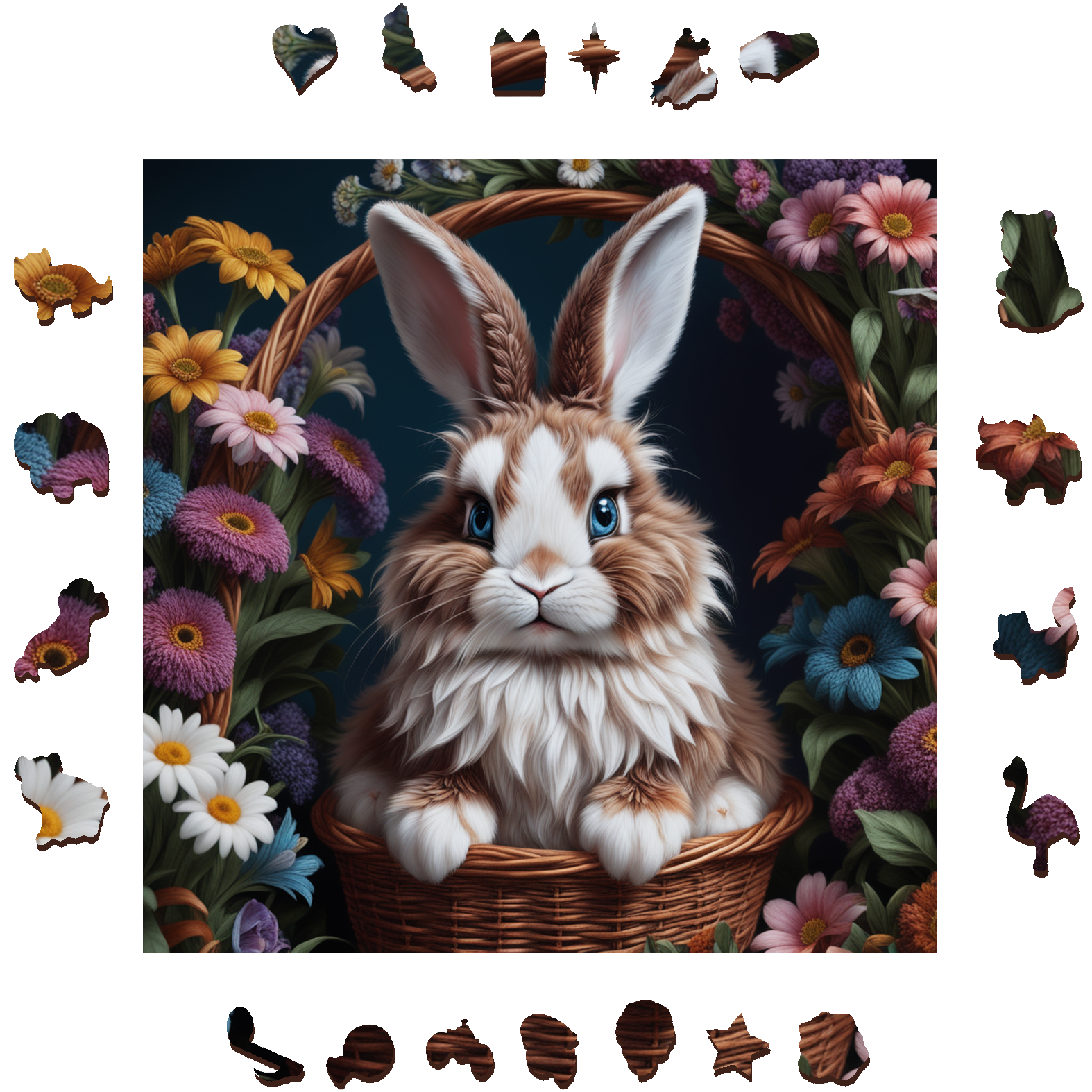 Rabbit With Sapphire Eyes - Wooden Jigsaw Puzzle