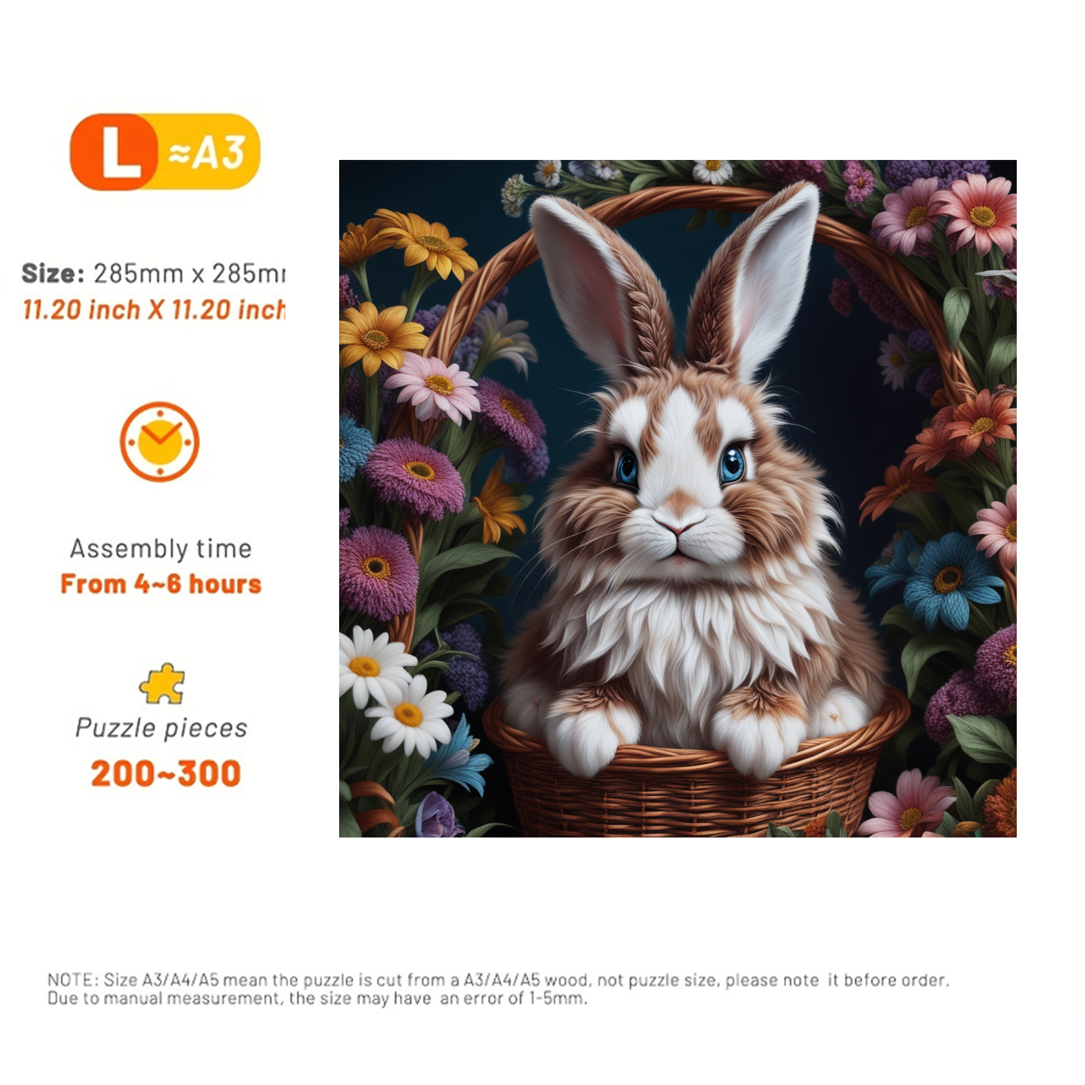 Rabbit With Sapphire Eyes - Wooden Jigsaw Puzzle