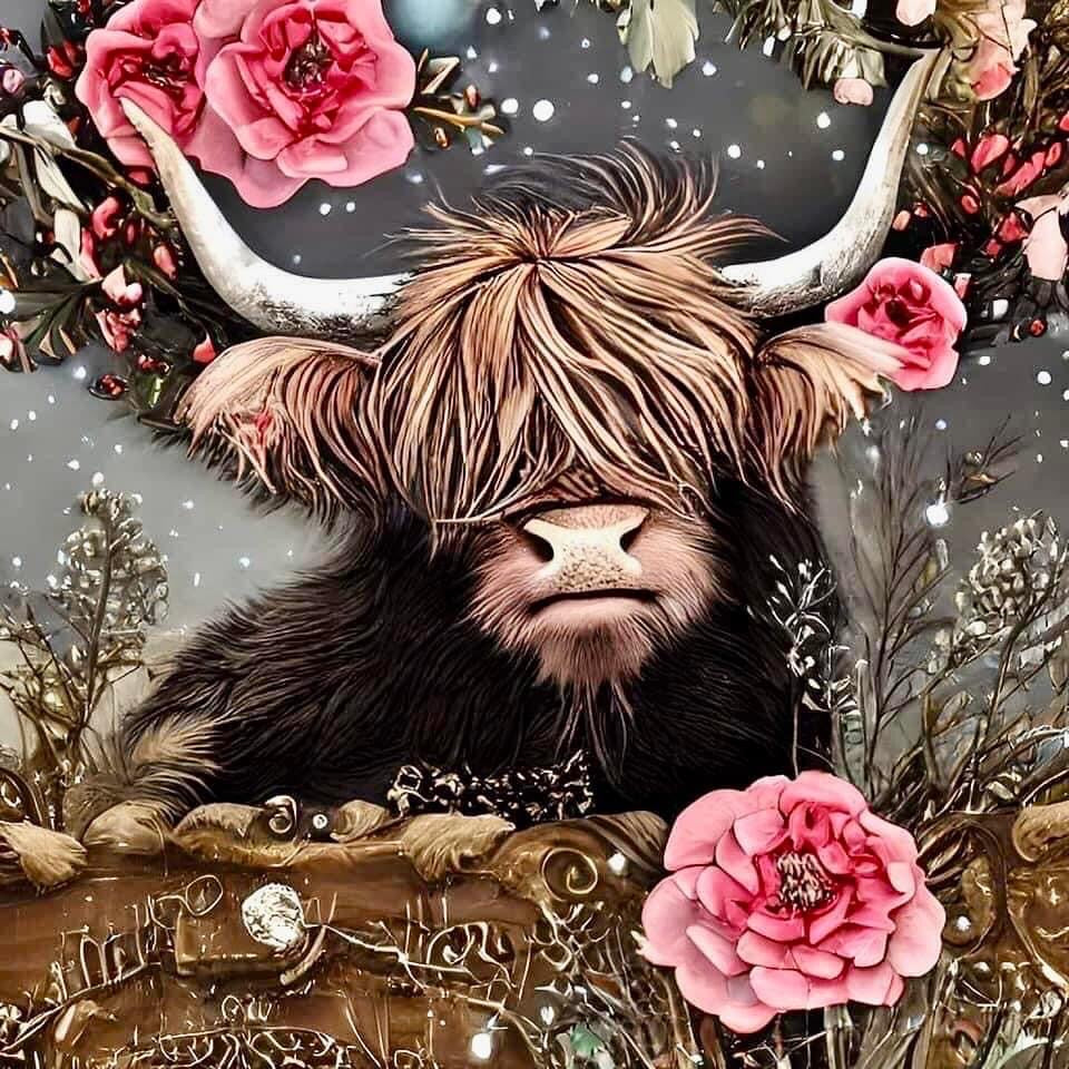 Highland Rose Cow - Wooden Jigsaw Puzzle