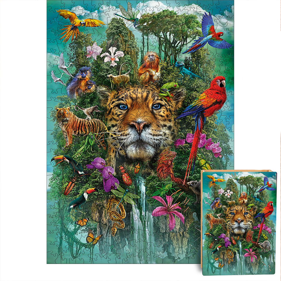 Animals in the Jungle - Wooden Jigsaw Puzzle