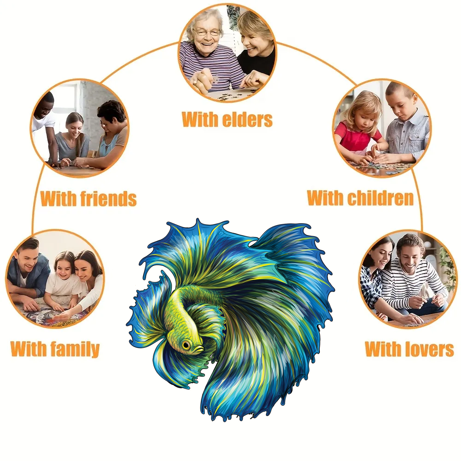 Fighting Fish ‘Blue Double Tail’ - Wooden Jigsaw Puzzle