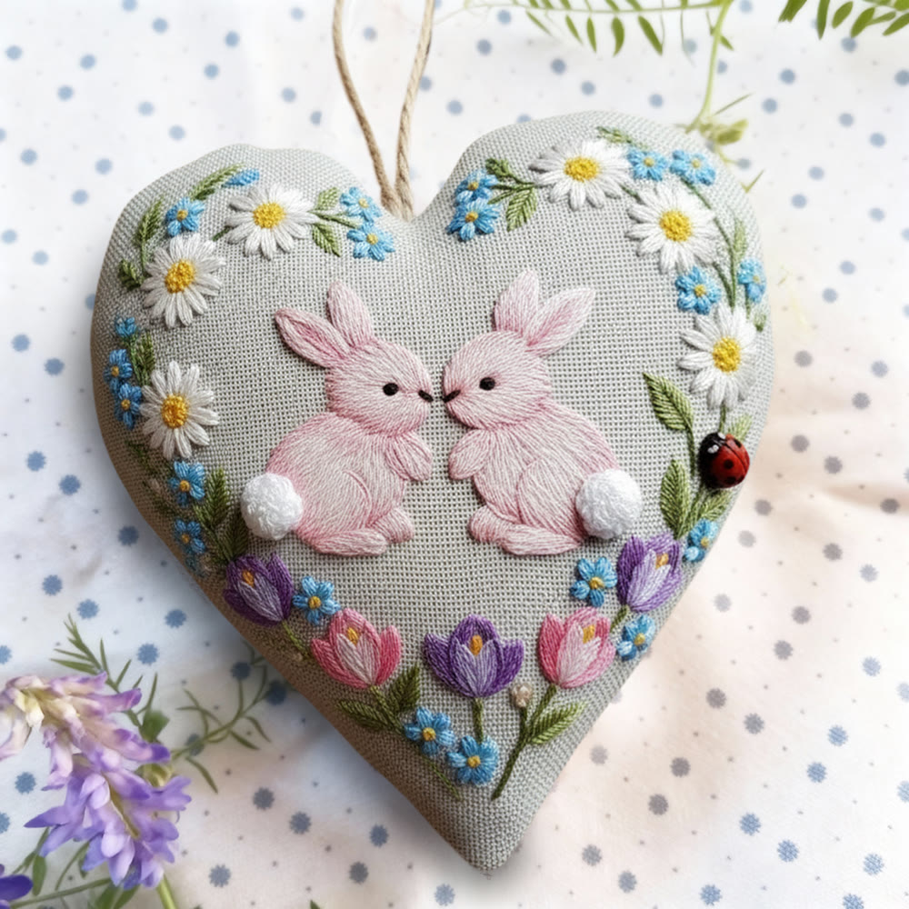Rubbyoo Heart Embroidery Kit - Bunny Floral Wreath | Adorable Diy | Heartwarming Festival Gift - image 6