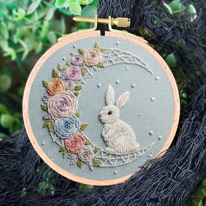 Rubbyoo Embroidery Kit - Floral Moon Bunny | Enchanting Diy | Dreamy Gift Idea - image 6