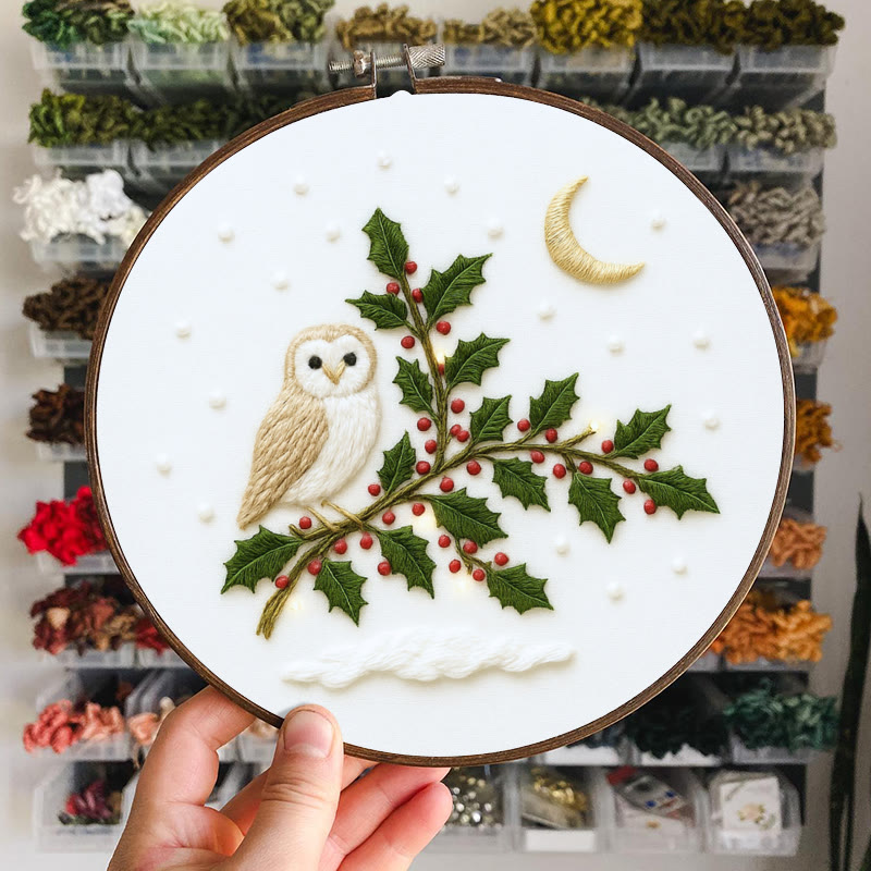 Rubbyoo Embroidery Kit - Winter Owl | Christmas Tree Decor | Diy Holiday Handicraft  - image 8