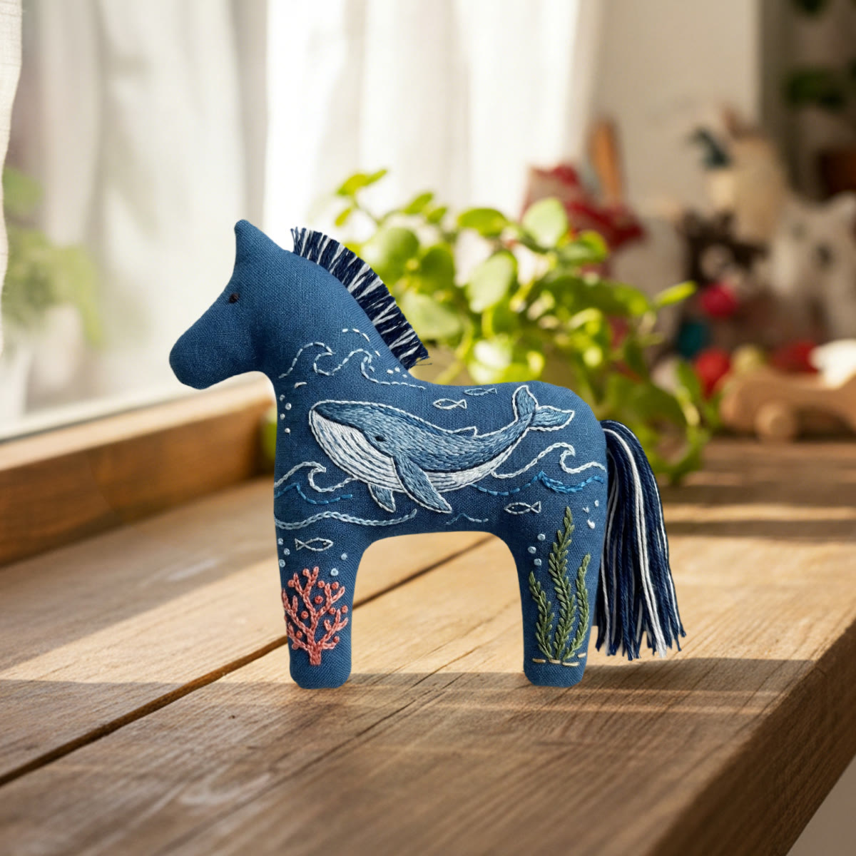 Rubbyoo Dala Horse Embroidery Kit - Blue Whale | Cute Birthday Gift For Kids | Restful Room Decor - image 5