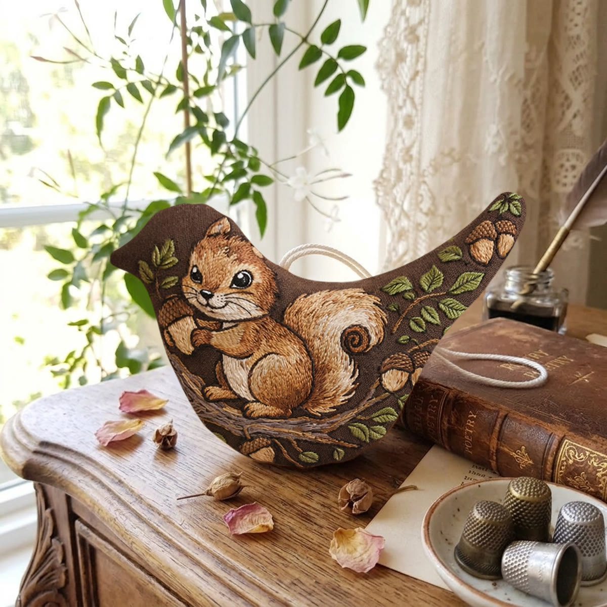 Rubbyoo Bird-shaped Embroidery Kit -  Squirrel And Acorn | Unique Woodland Gift For Her | Nursery Wall Decor - image 7