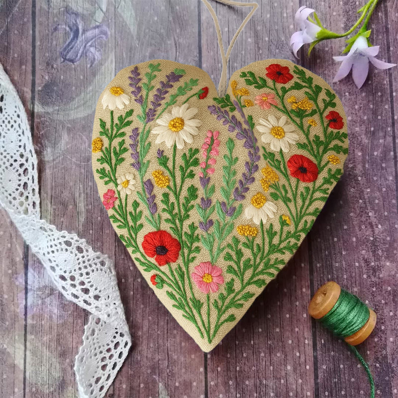 Rubbyoo Heart Embroidery Kit - Colourful Flower | Easy Handmade Floral Art | Perfect For Decoration - image 3