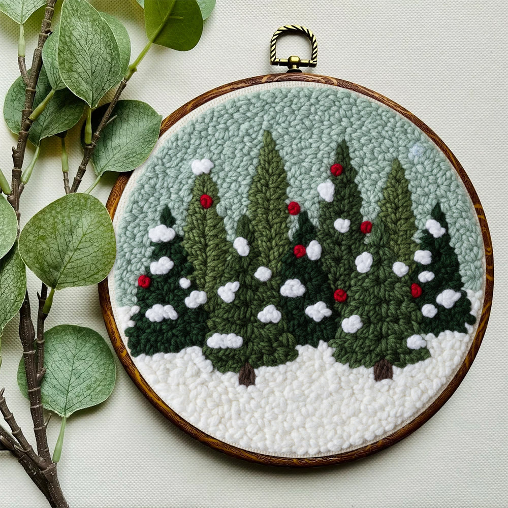 Snowy Pine Grove Punch Needle Kit – Gift for Her | Home Hanging Decor - image 7