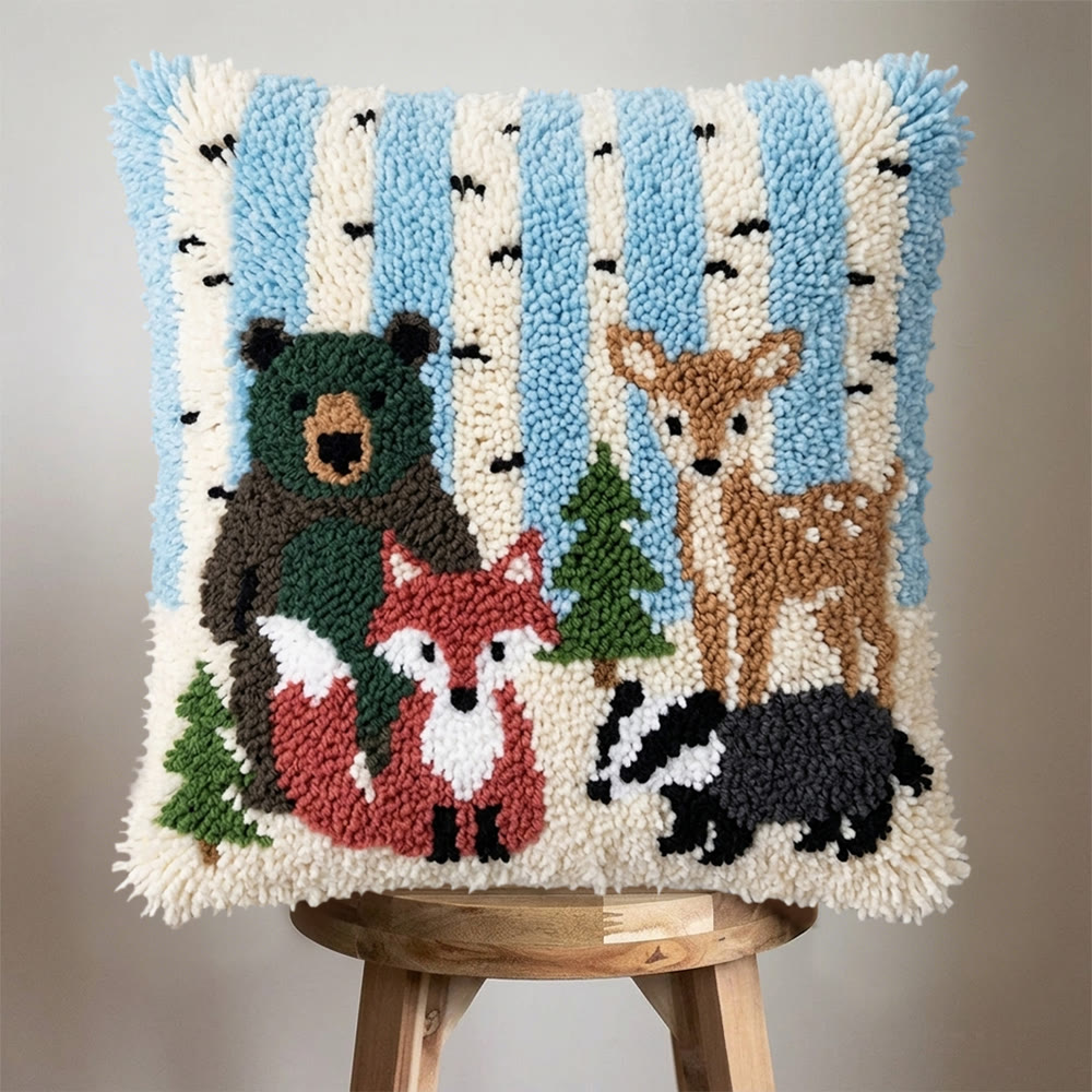 Rubbyoo Latch Hook Pillow Kit - Animal With Birch Tree | Vintage Handmade Pillowcase | Nice Gifts For Mom - image 4