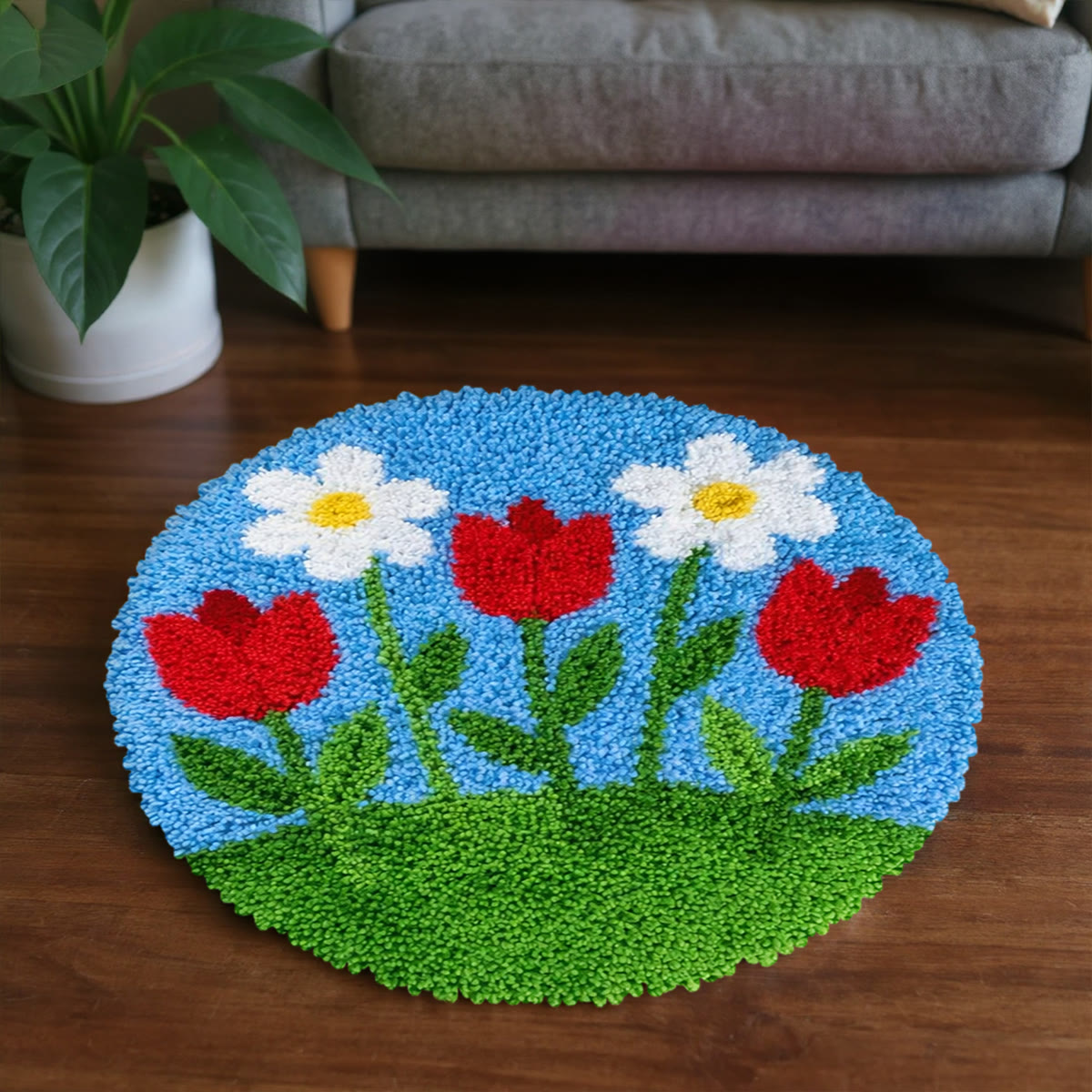 Rubbyoo Latch Hook Rug Kit - Little Flower | Spring Home Decoration | Easy Handmade Art - image 6