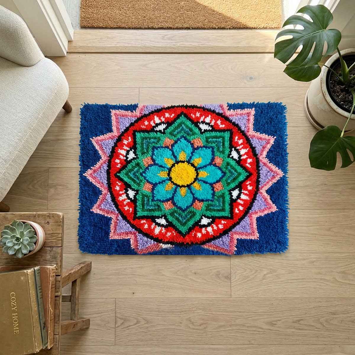 Rubbyoo Latch Hook Rug Kit - Colourful Design | Abstract House Decor | Modern Tufted Rug - image 5