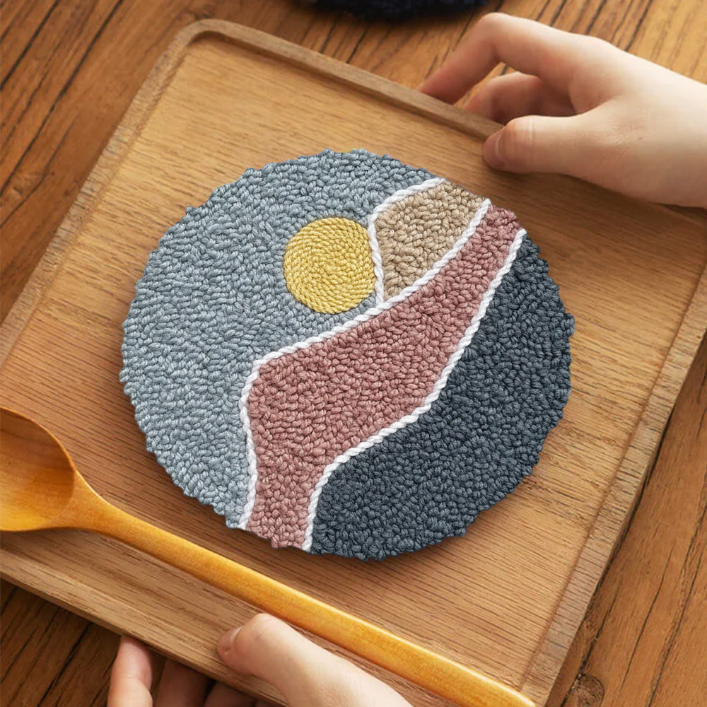 Sunset Punch Needle Kit - Landscape Diy Craft | Creative Home Decor - 5 inch Coaster Kit - image 11