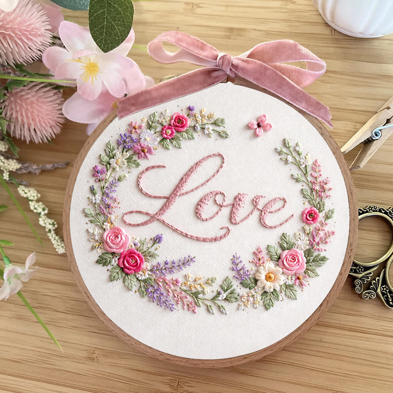 Rubbyoo Embroidery Kit - Floral Love | Diy Needle Hoop Art | Perfect Wedding Handmade Craft - image 4