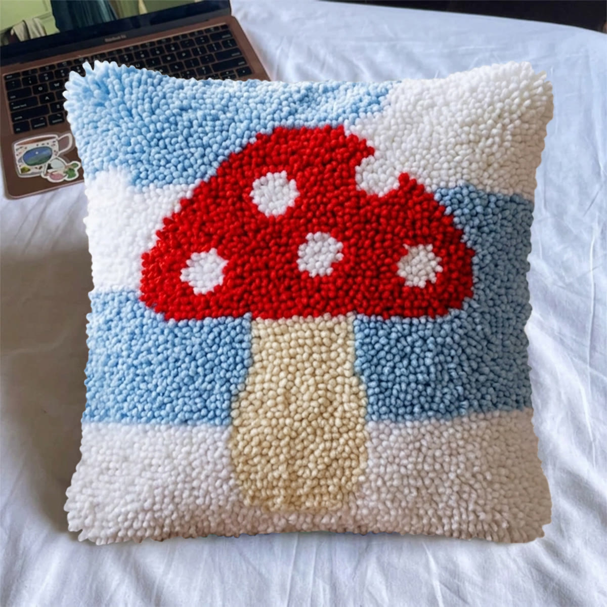 Rubbyoo Latch Hook Pillow Kit - Red Mushroom | Decorative Cushion Cover | Tufted Handmade Art  - image 6