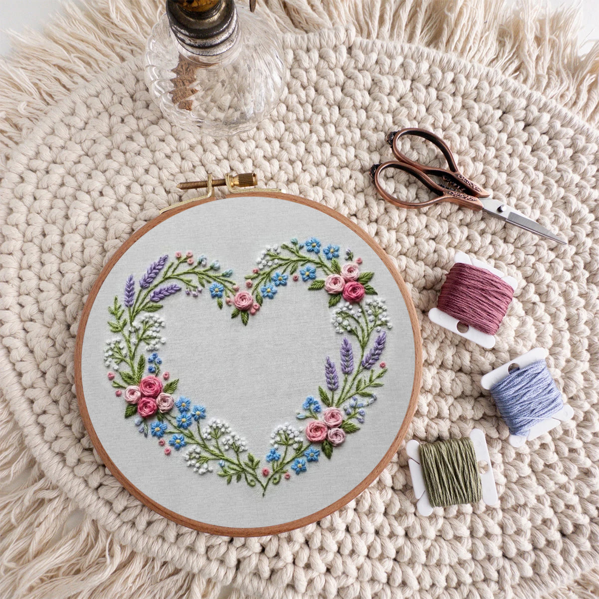 Rubbyoo Embroidery Kit - Floral Heart Design | Flowers Home Decor | Beginner Easy Handicraft  - image 9