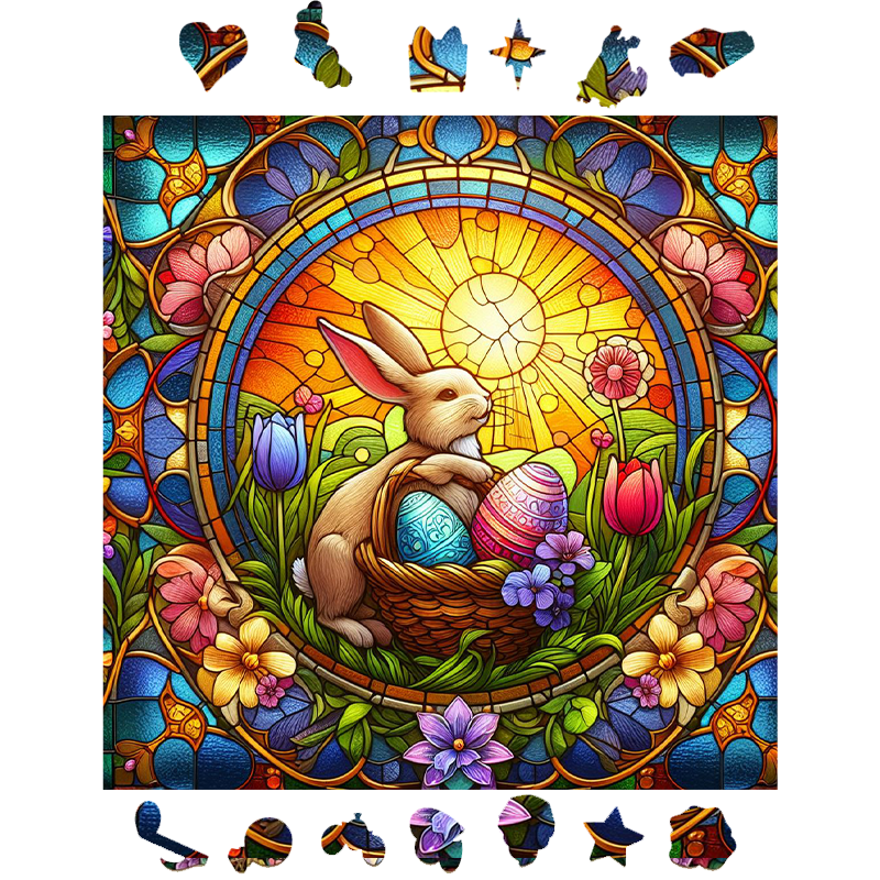Easter Bunny And Egg Hunt - Wooden Jigsaw Puzzle