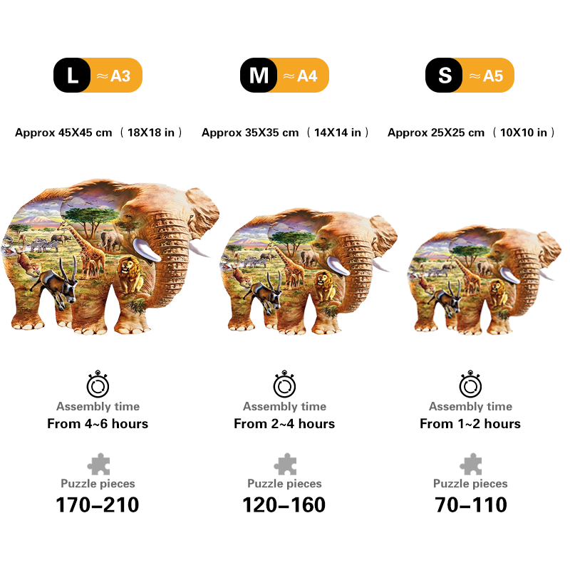 African Elephant - Wooden Jigsaw Puzzles
