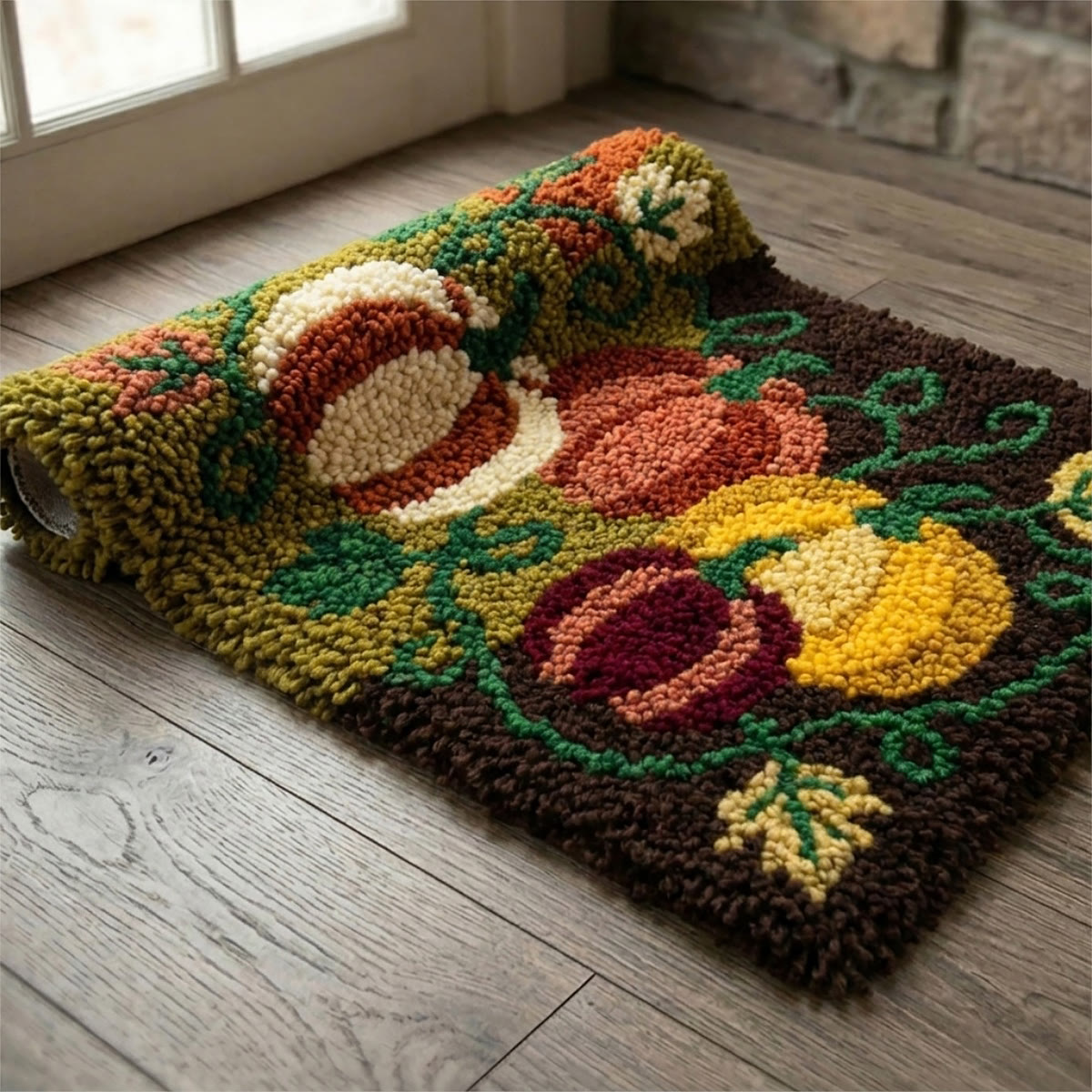 Rubbyoo Latch Hook Rug Kit - Autumn Pumpkin | Special Halloween Doormat | Thanksgiving Handmade Gift  - image 5