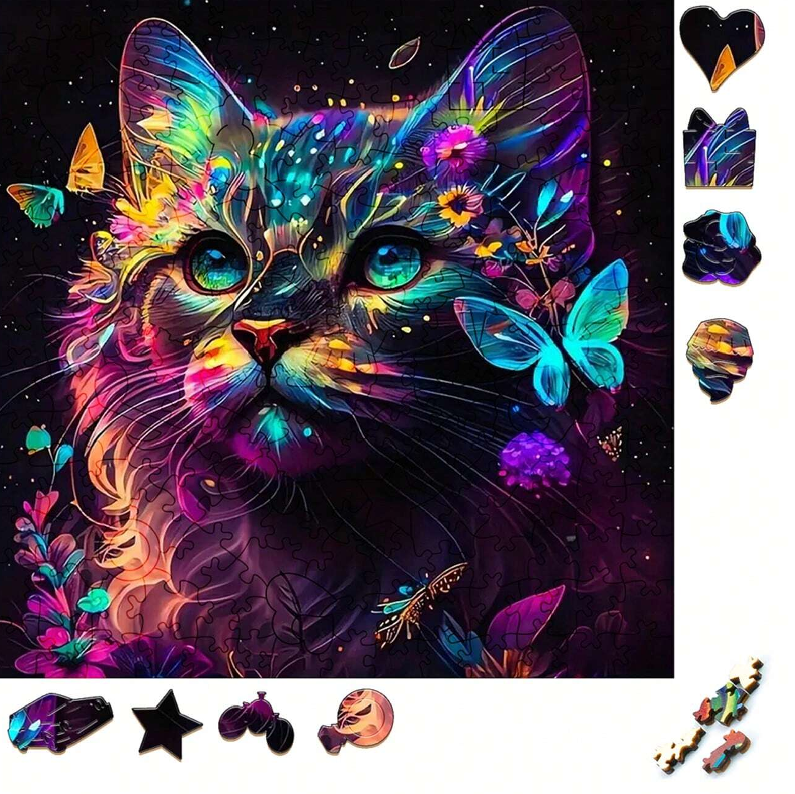 Colorful Cat - Wooden Jigsaw Puzzle