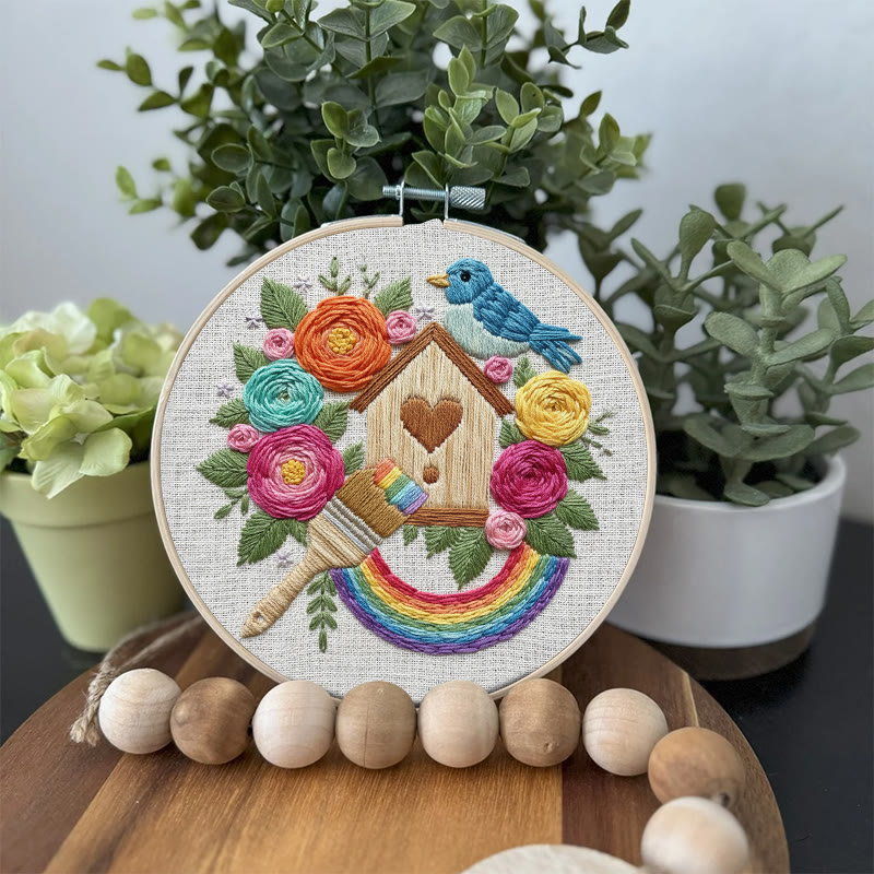 Rubbyoo Embroidery Kit - Printing House | Floral Stitch Craft | Unique Room Ornament - image 6