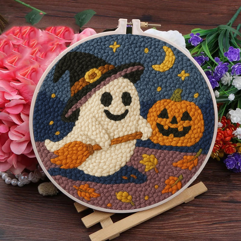 Happy Halloween Ghost Punch Needle Kit - Adorable Halloween Decor | Nice Holiday Handicraft  - image 3