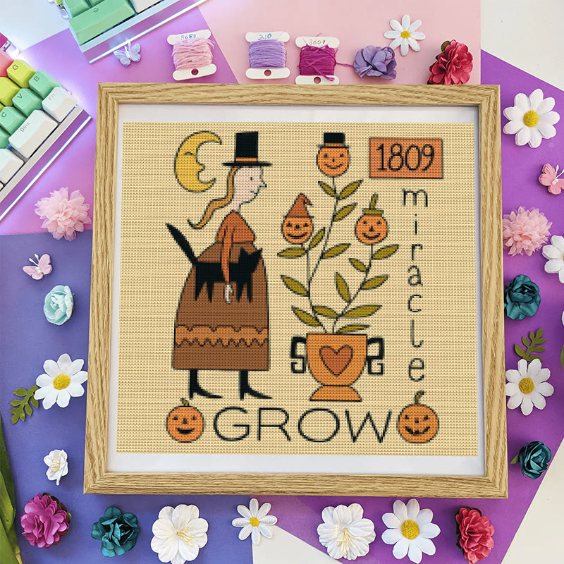 Cross Stitch Kit - Witch With Black Cat | Halloween Handmade Stitch | Diy Holiday Hanging  - image 7