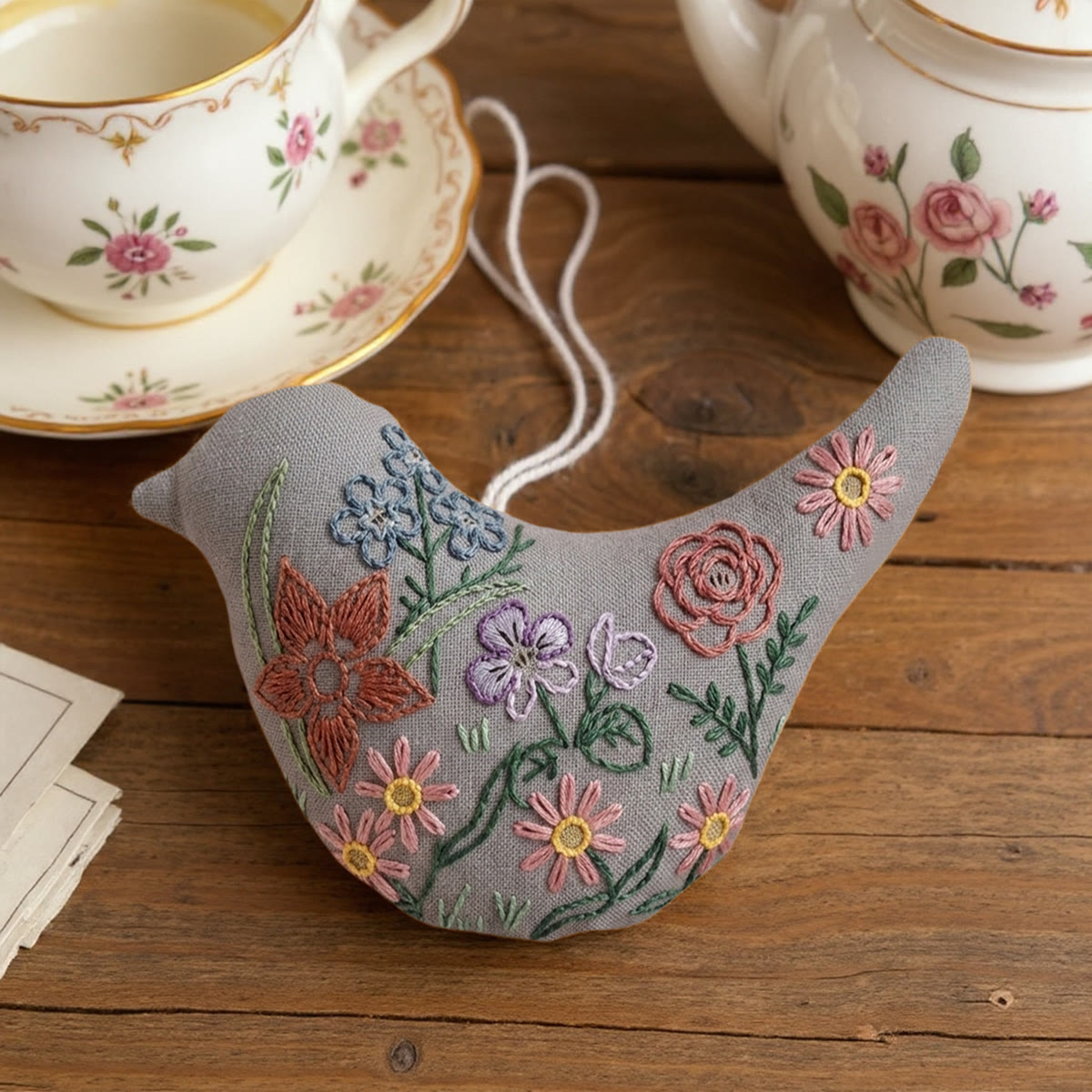 Rubbyoo Bird-shaped Embroidery Kit - Wildflower Meadow Design | Diy Mothers Day Gift | Delicate Hand-crafted Decor - image 7