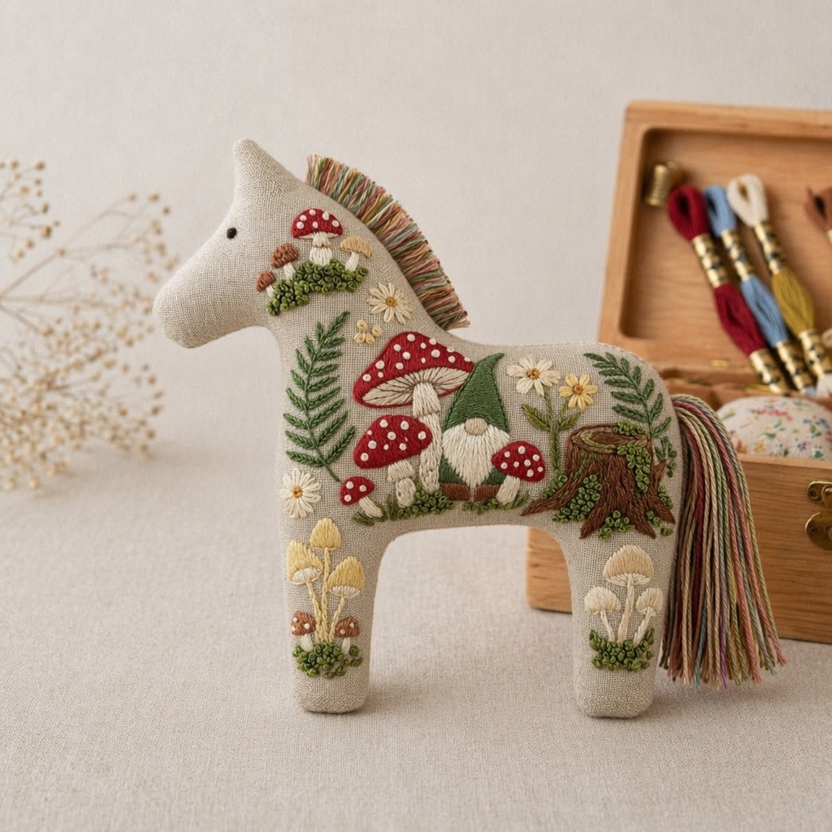 Rubbyoo Dala Horse Embroidery Kit - Garden Gnome | Unique Handmade Gift | Woodland Nursery Decor - image 5