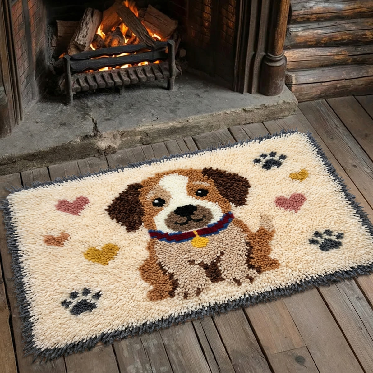 Rubbyoo Latch Hook Rug Kit - Cuddly Puppy | Adorable Home Decoration | Unique Yarn Craft - image 3