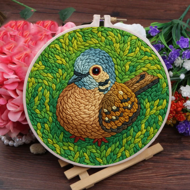 Little Sparrow Punch Needle Kit - Animal Yarn Craft | Relaxing Handmade Artwork - image 3